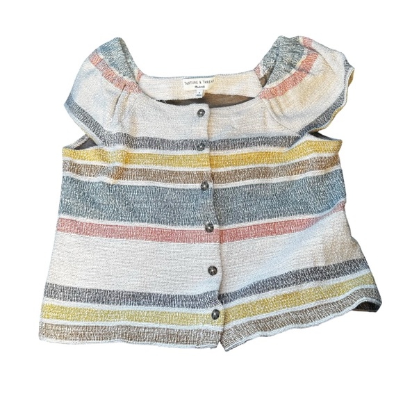 Madewell Texture & Thread Cotton Button Front Striped Blouse Top - Picture 2 of 7